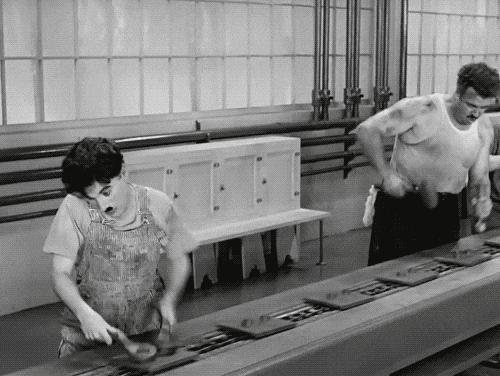 Charley Chaplin working hard
