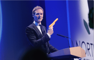 Dan Walker on stage.