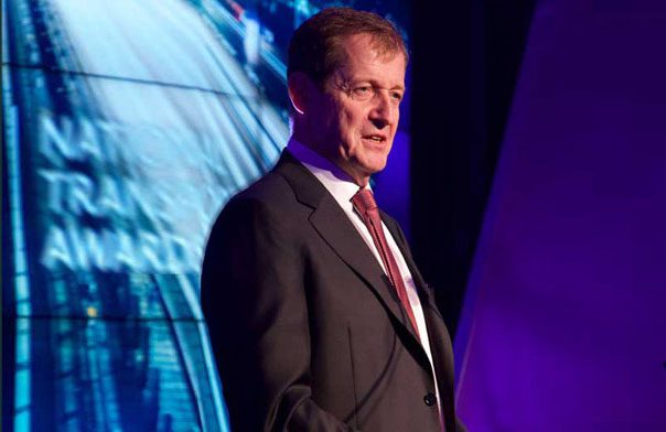 Alastair Campbell speaking on stage