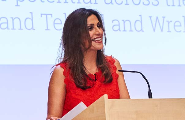 Sameena Ali-Khan Speaking on stage