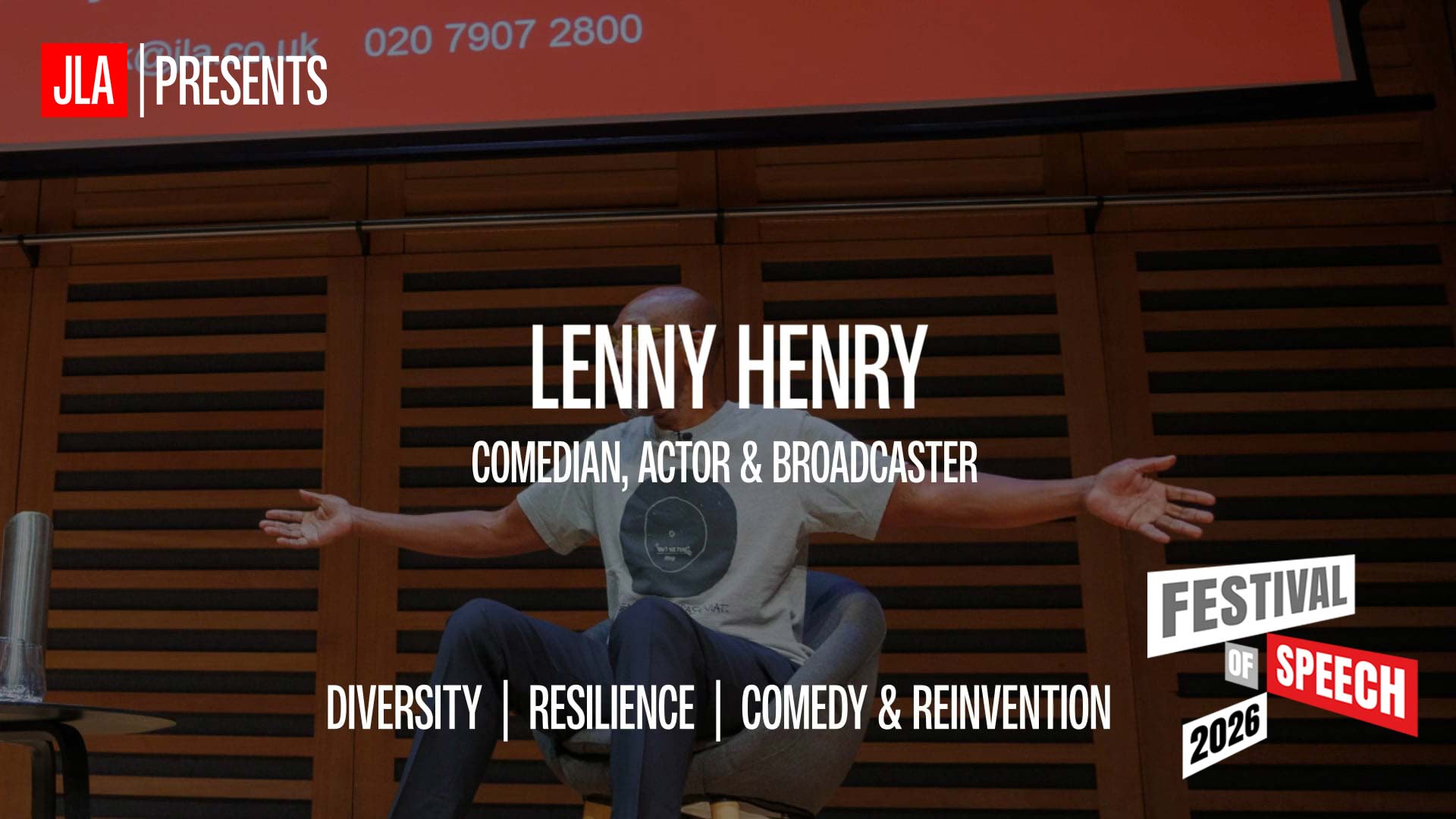 Lenny Henry on stage at Festival of Speech 2026
