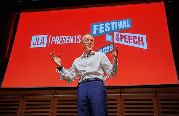 Tim Davie on stage at Festival of Speech