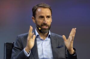 Gareth Southgate speaking on stage