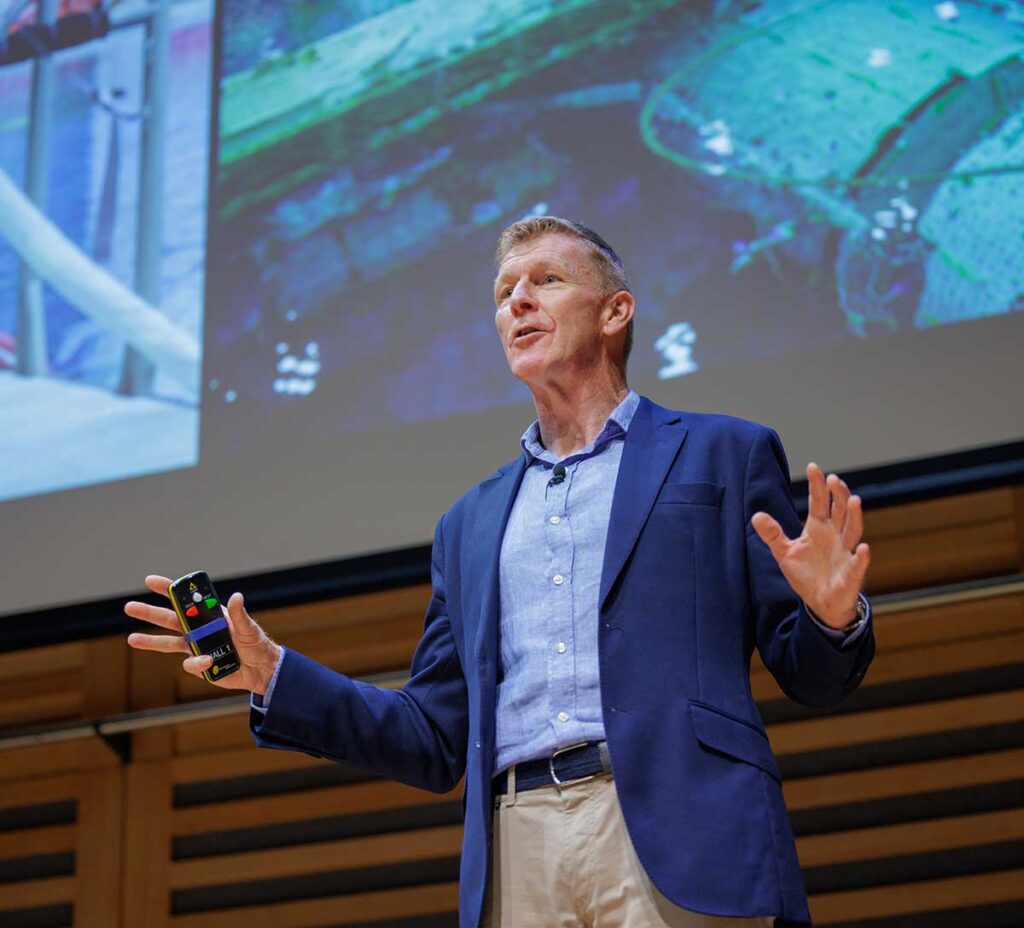 Major Tim Peake on stage at Festival of Speech