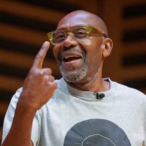 Lenny Henry speaking on stage