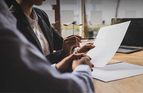 Lawyers reading a document